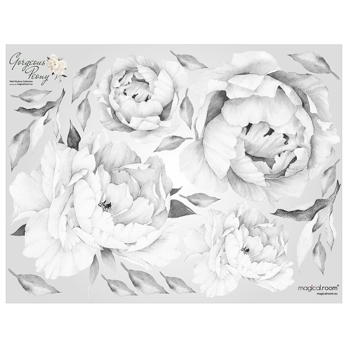 Naklejki na ścianę szare liście i kwiaty do sypialni#kolor_szary