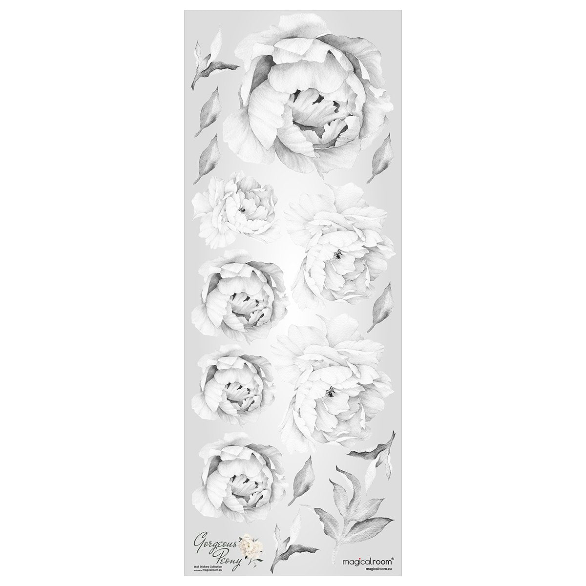 Naklejki na ścianę szare kwiaty i liście do salonu#kolor_szary