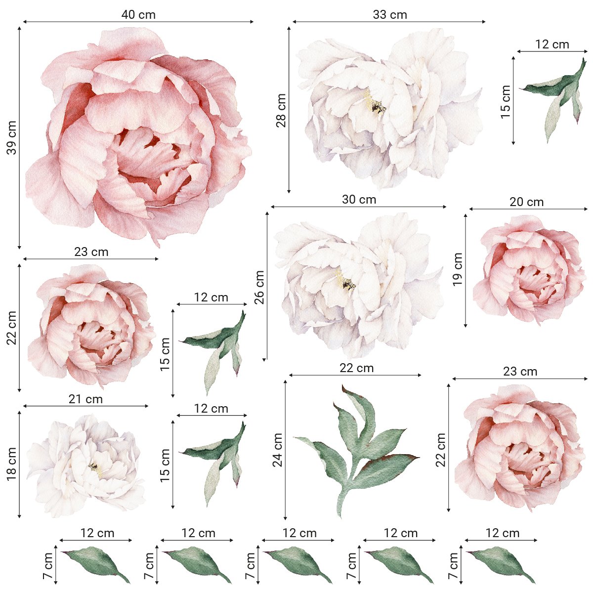 Naklejki na ścianę do sypialni białe kwiaty#kolor_brzoskwiniowy