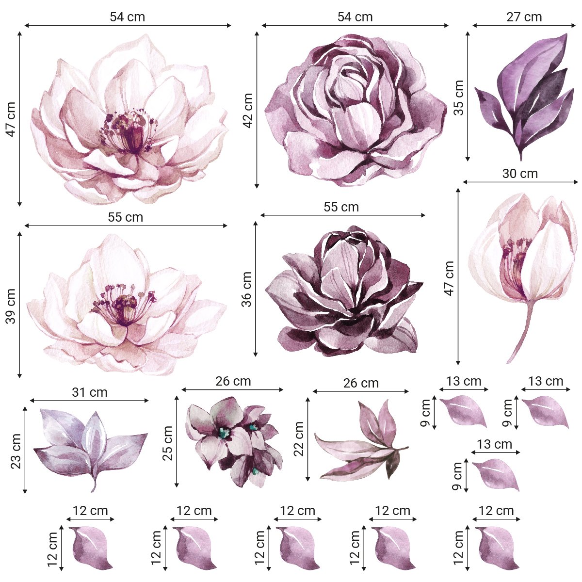 Naklejki na ścianę kwiaty#kolor_rozowy