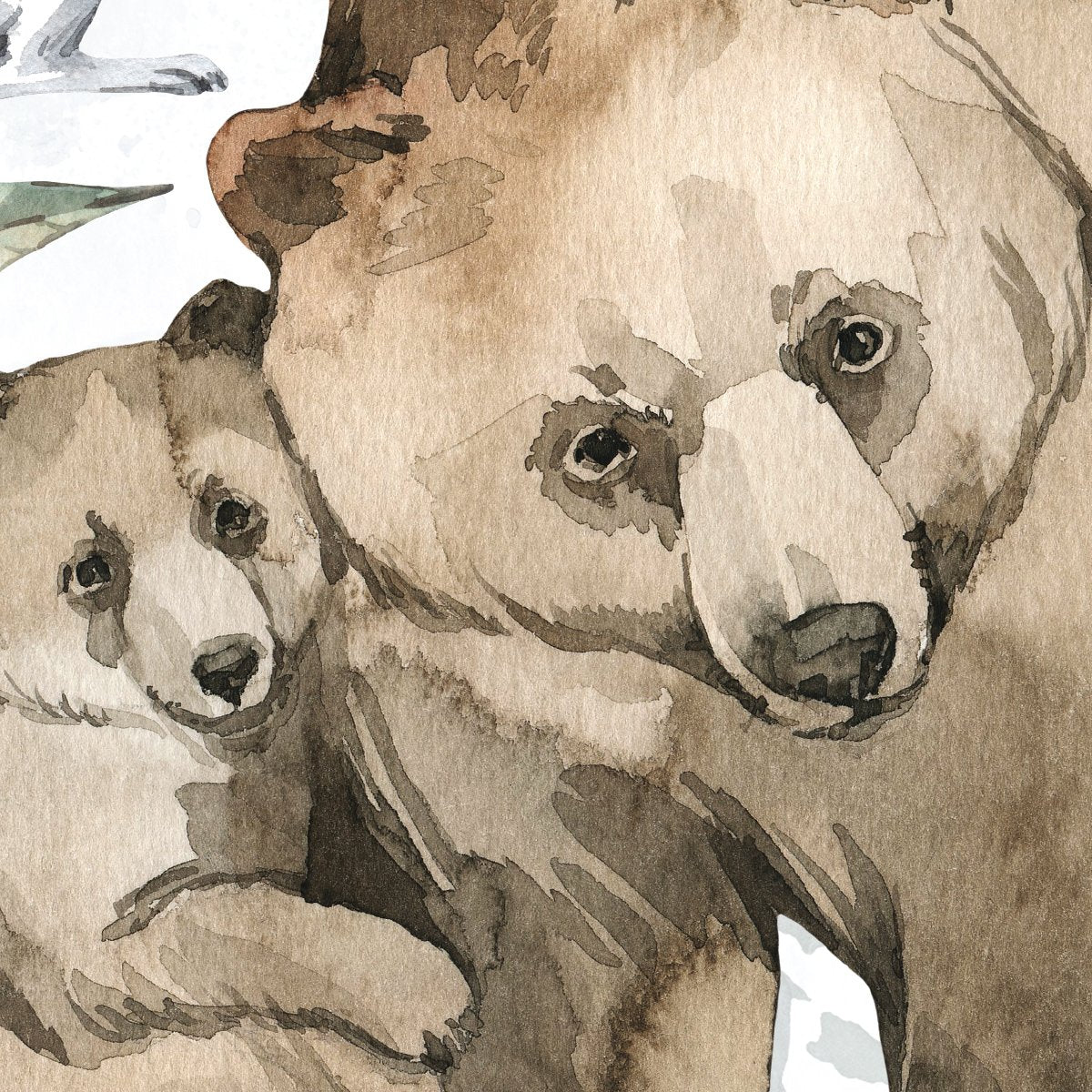 Kolorowe naklejki na ścianę niedźwiedź i las dla dzieci