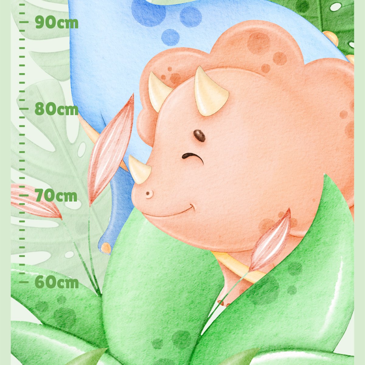 Naklejki na ścianę miarka wzrostu radosne dinozaury do pokoju dziewczynki