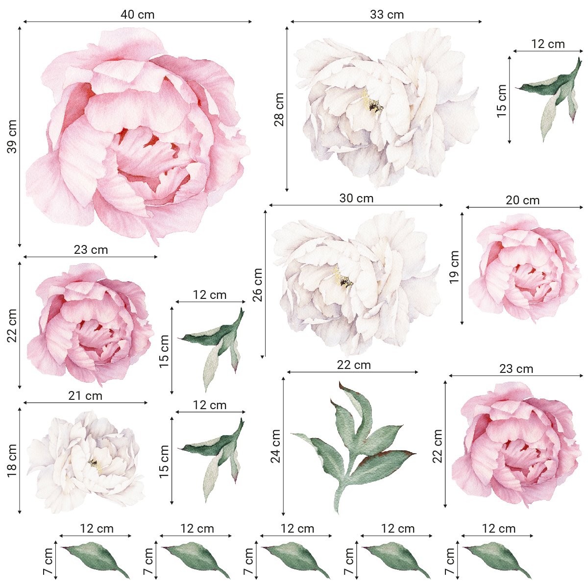 Naklejki na ścianę rośliny białe i różowe na korytarz#kolor_rozowy