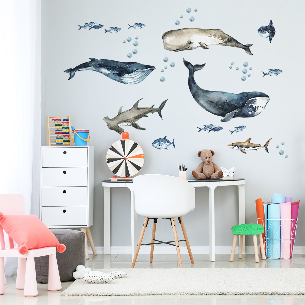 Naklejki na ścianę dla dzieci ocean i zwierzęta morskie