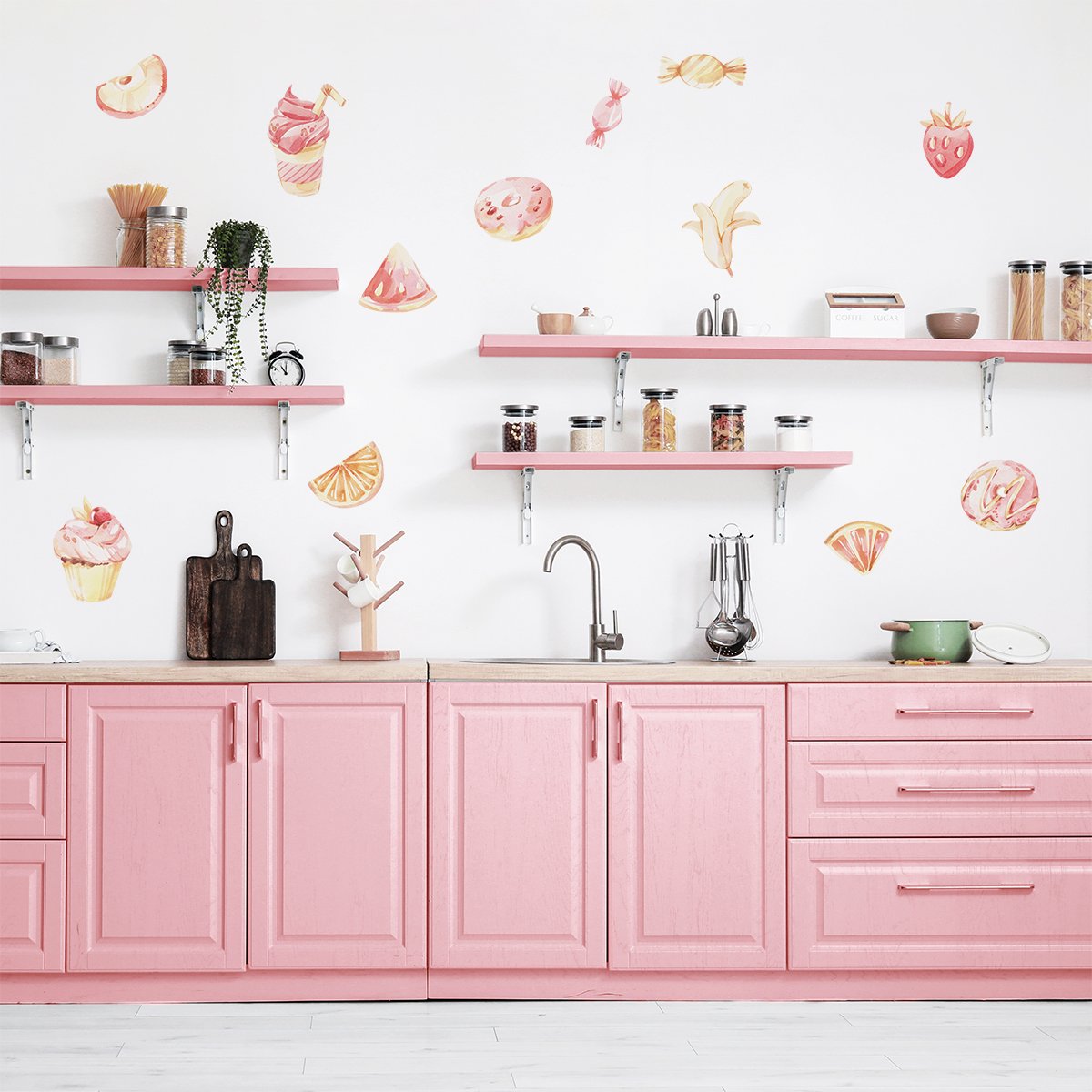 Naklejki na ścianę - owoce i wypieki