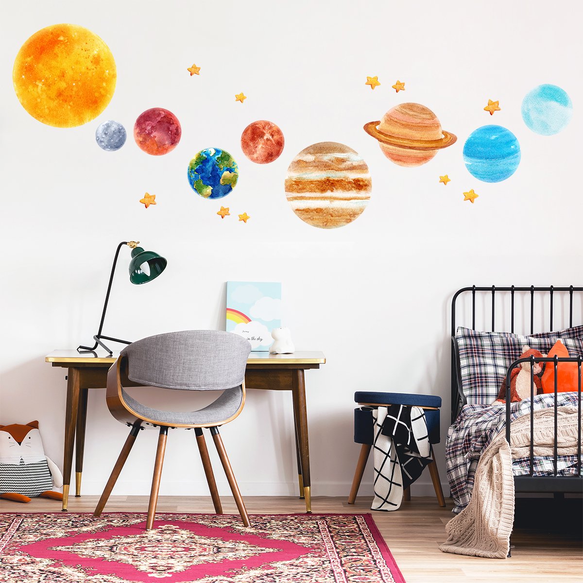 Naklejki na ścianę planety układu słonecznego do pokoju dziecięcego