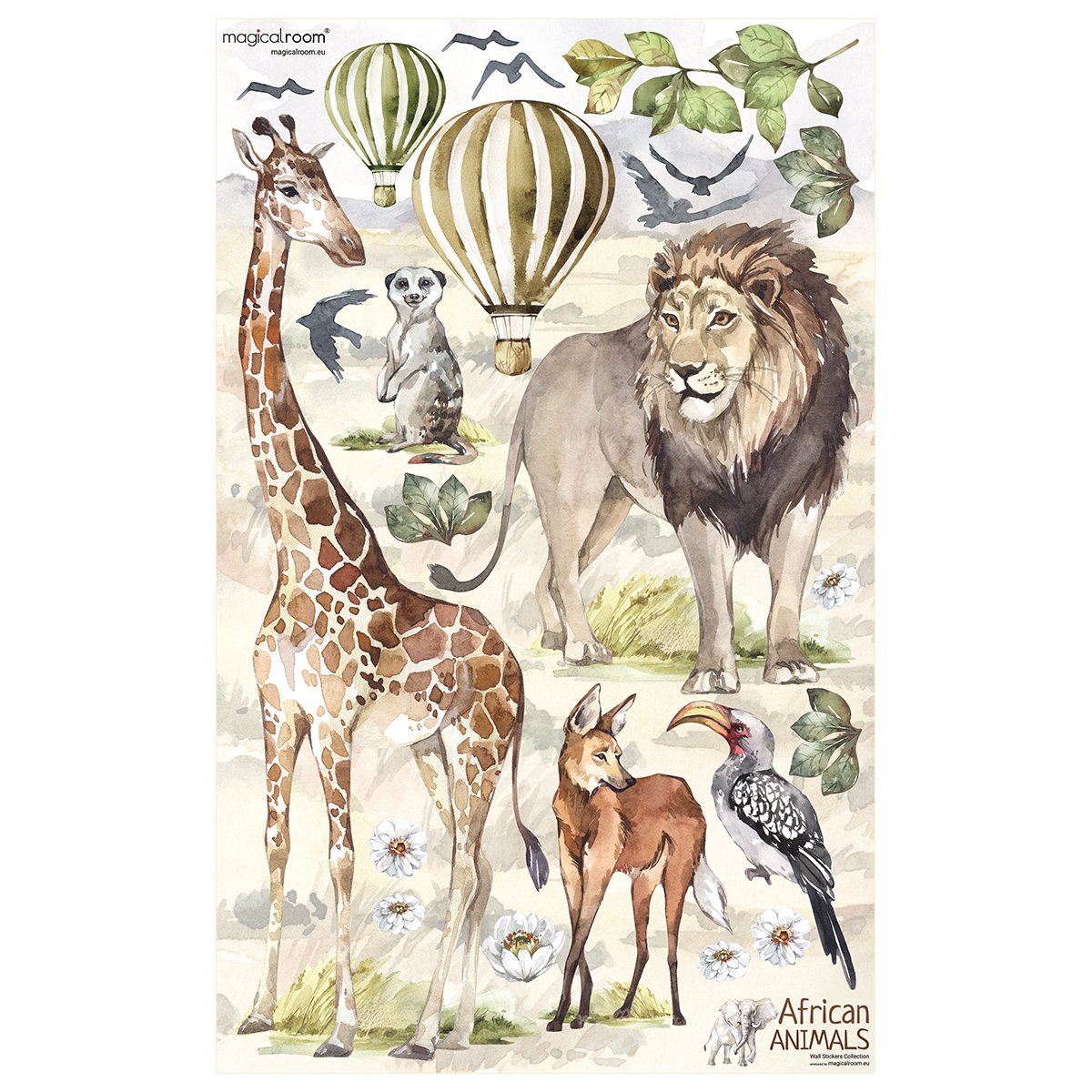 Naklejki na ścianę dla dzieci Afryka i safari