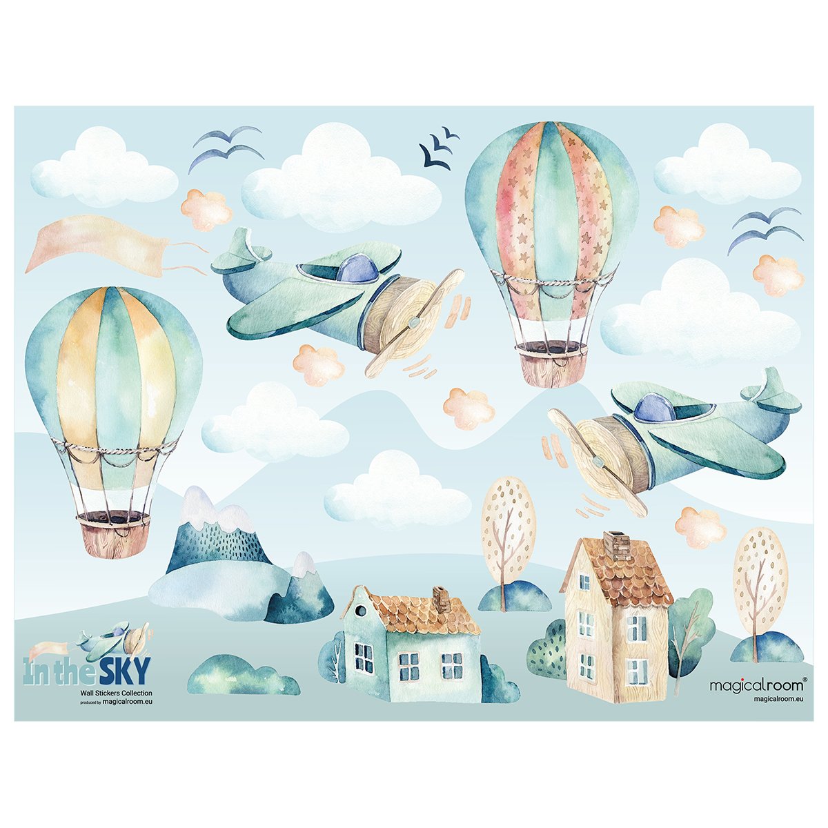 Naklejki na ścianę samoloty i balony