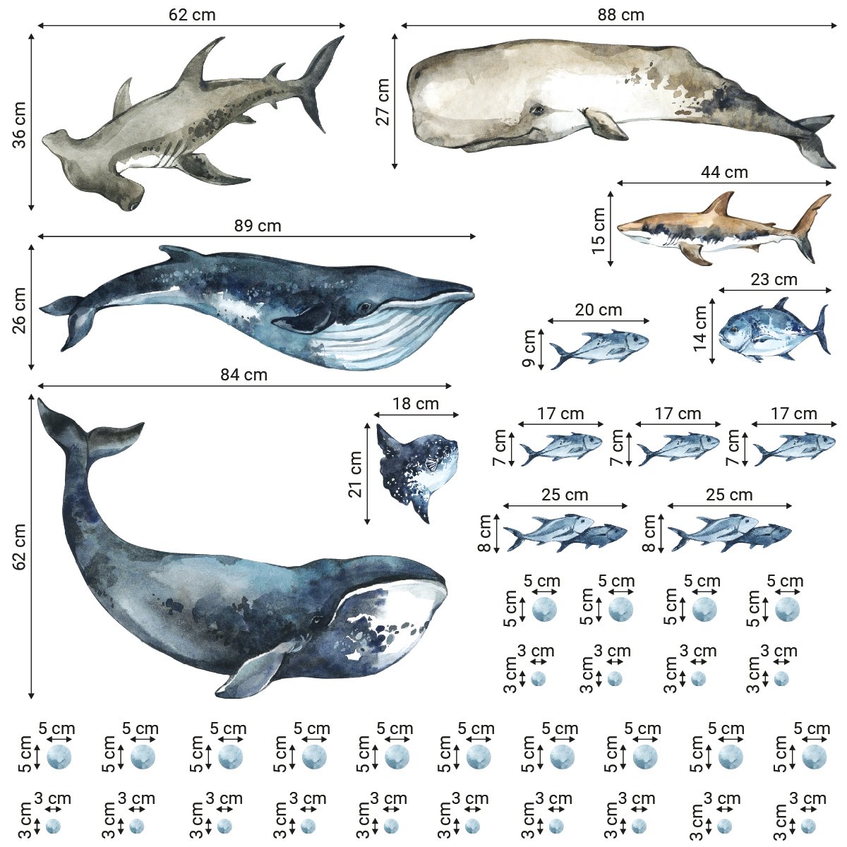 Naklejki na ścianę dla dziecka zwierzęta morskie