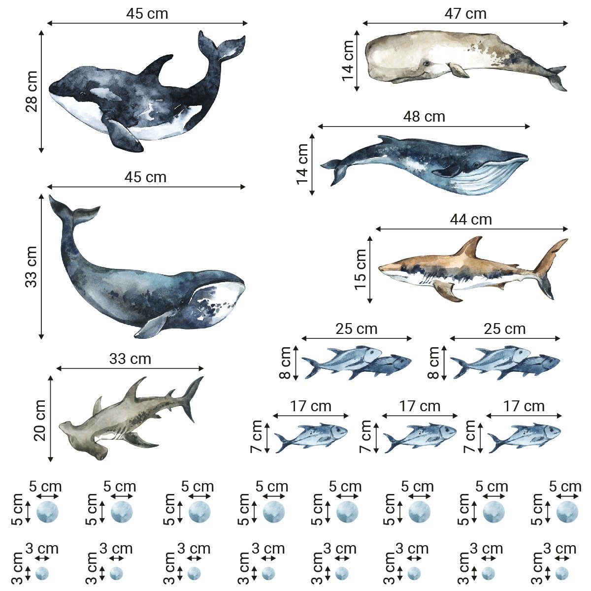 Naklejki na ścianę zwierzęta morskie i rybki