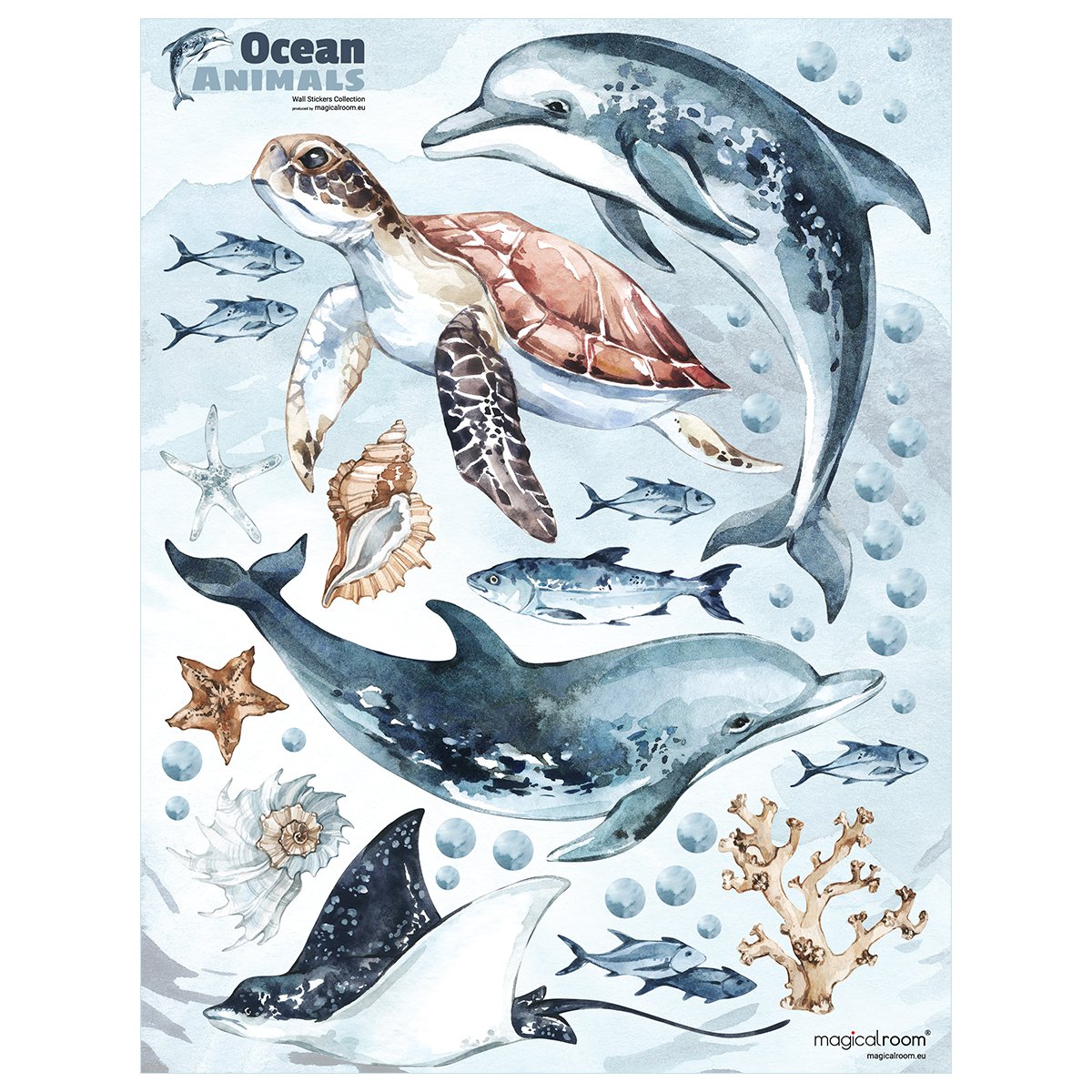 Naklejki na ścianę pływające zwierzęta wodne