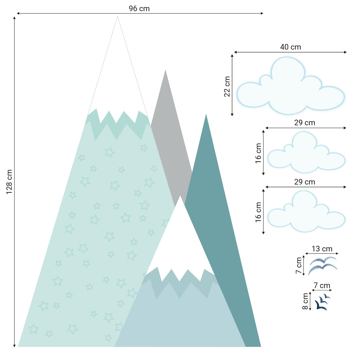 Naklejki ścienne do pokoju dziecka góry#kolor_mietowy