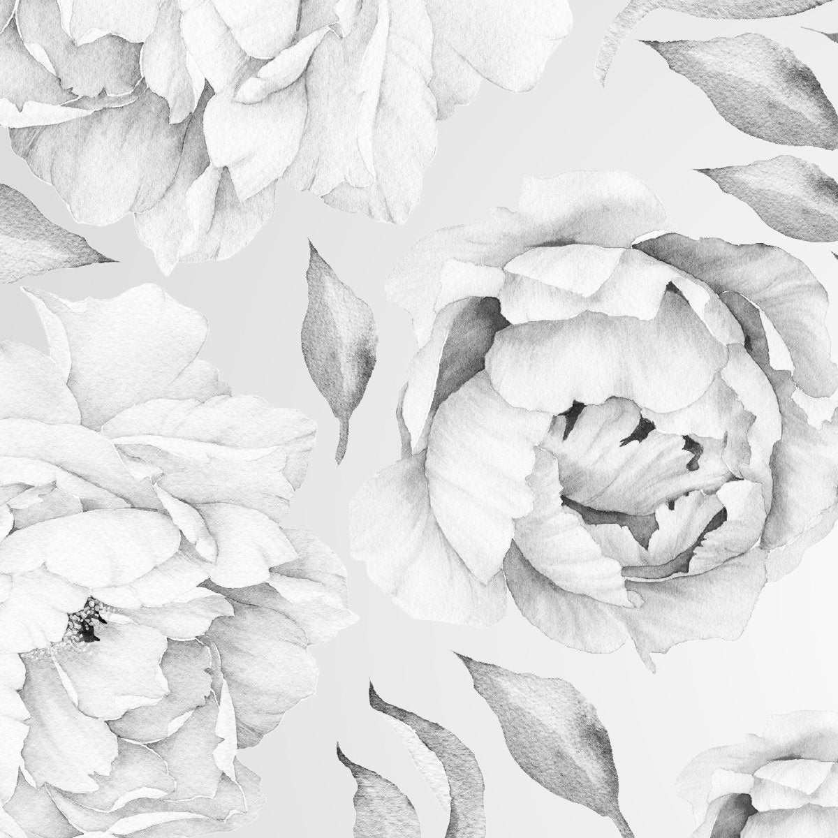 Naklejki ścienne szare liście i kwiaty do salonu#kolor_szary