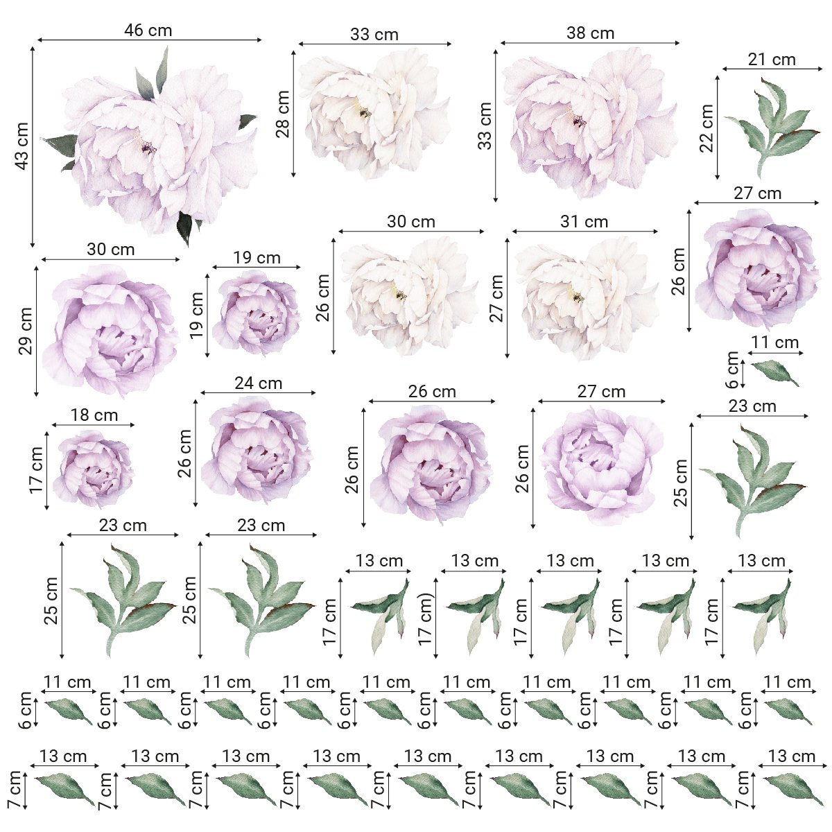 Naklejki na ścianę fioletowe i białe kwiaty do pokoju dziewczynki#kolor_fioletowy