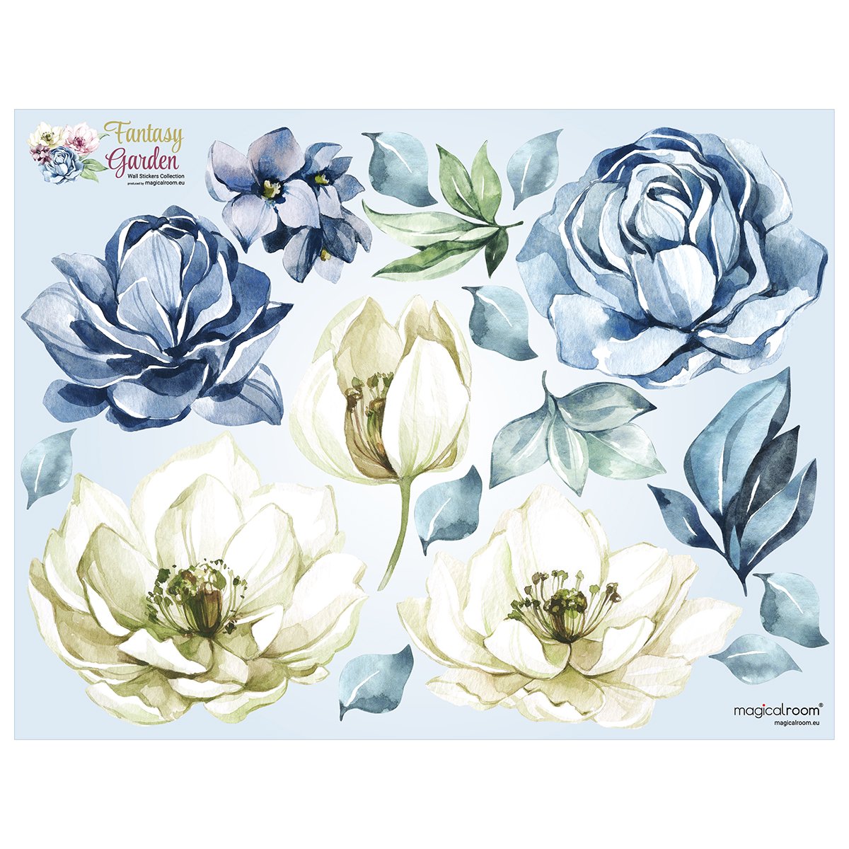 Naklejki ścienne niebieskie kwiaty#kolor_niebieski