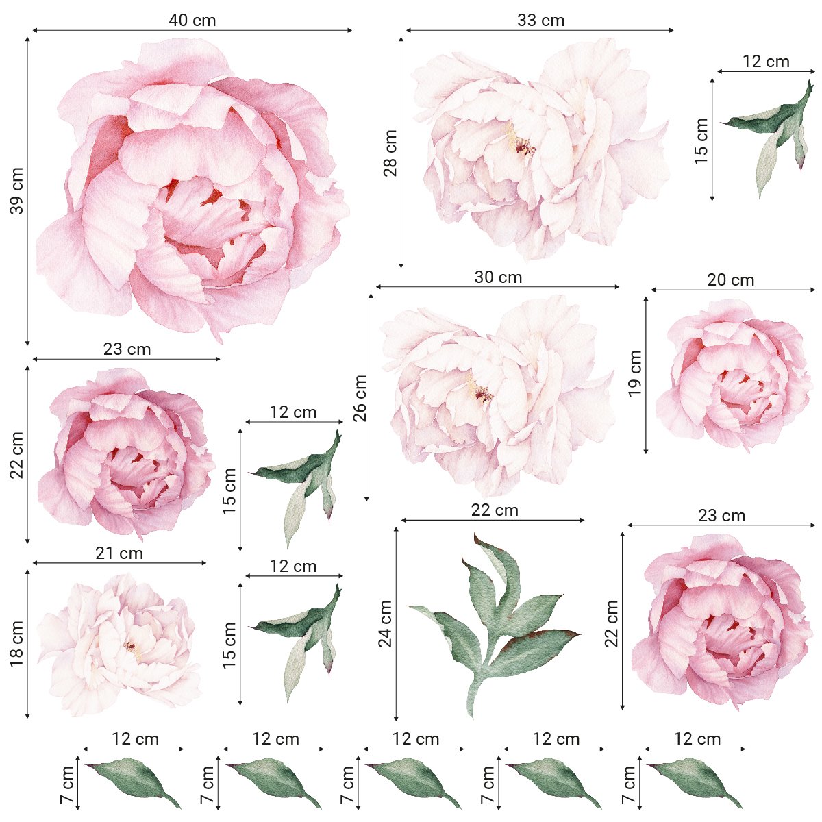 Naklejki ścienne różowe kwiaty piwonie do sypialni#kolor_rozowy-mix