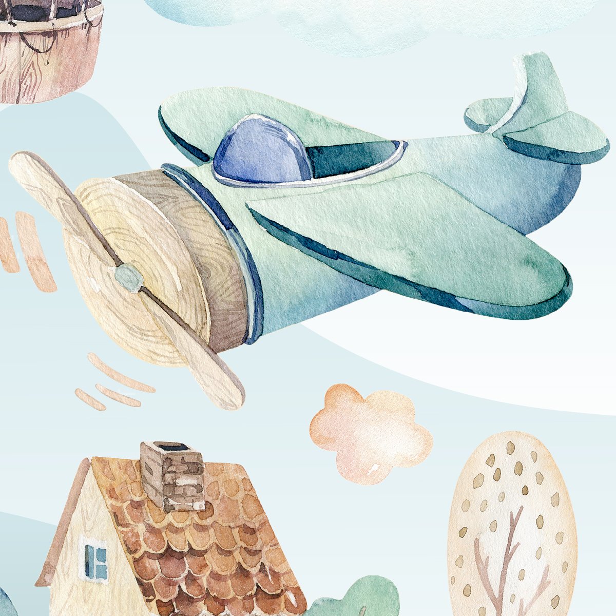 Naklejki ścienne samoloty i latające balony