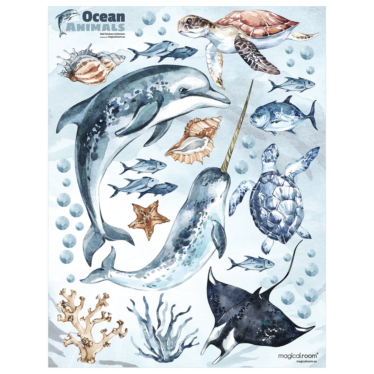 Naklejki na ścianę zwierzęta morskie dla dzieci delfin
