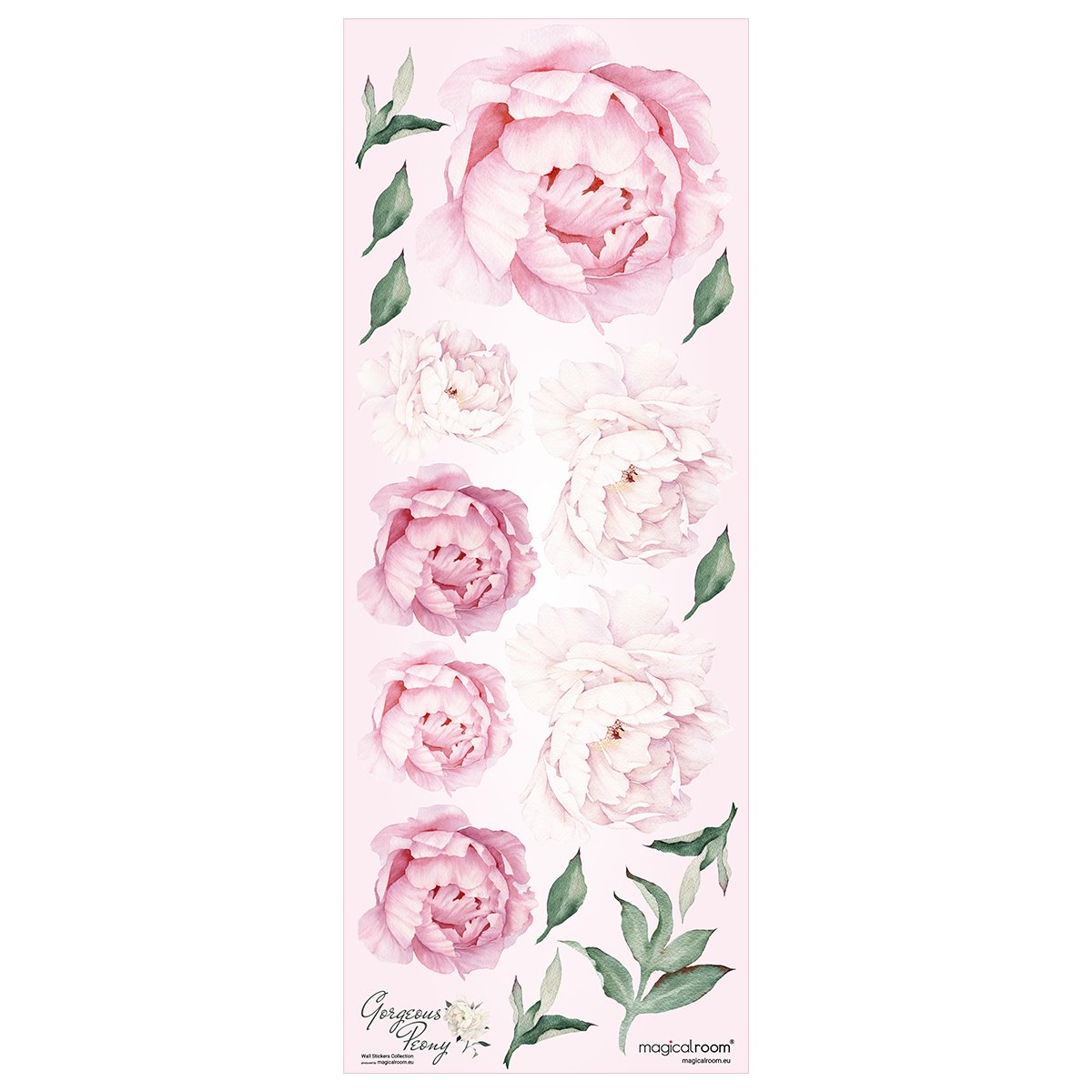Różowe piwonie - naklejka na ścianę do pokoju dziecięcego#kolor_rozowy-mix