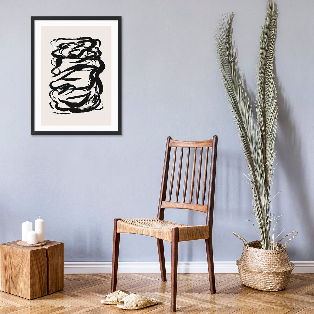 Plakat 50x70 cm abstrakcja do przedpokoju w czarnej ramie
