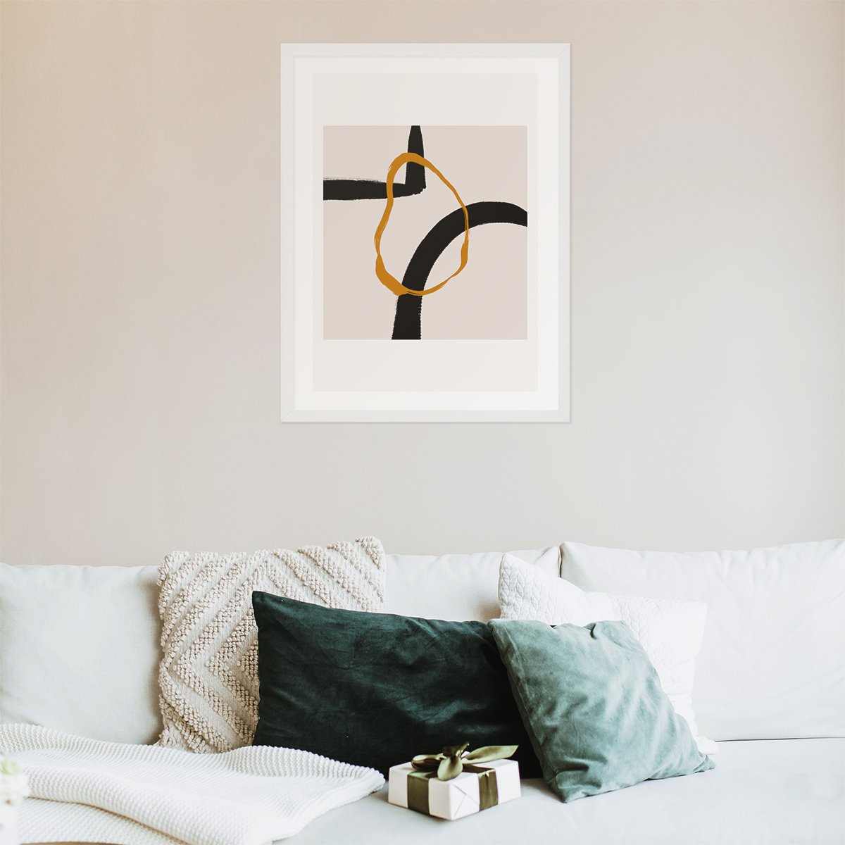 Plakat 50x70 cm abstrakcja do salonu z biała ramą