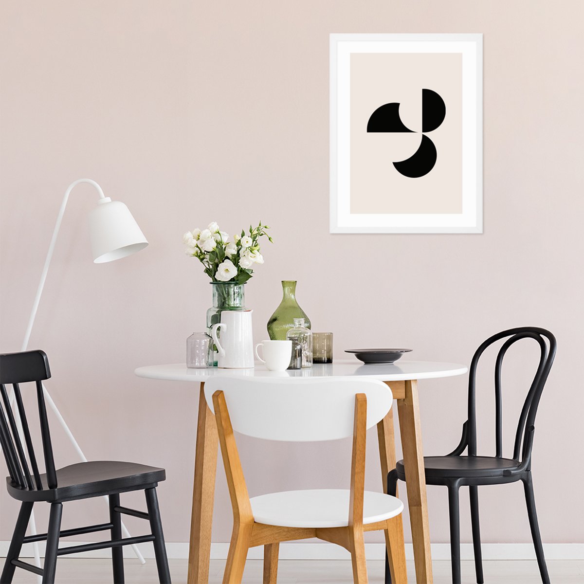 Nowoczesny plakat do jadalni geometria w białej ramie