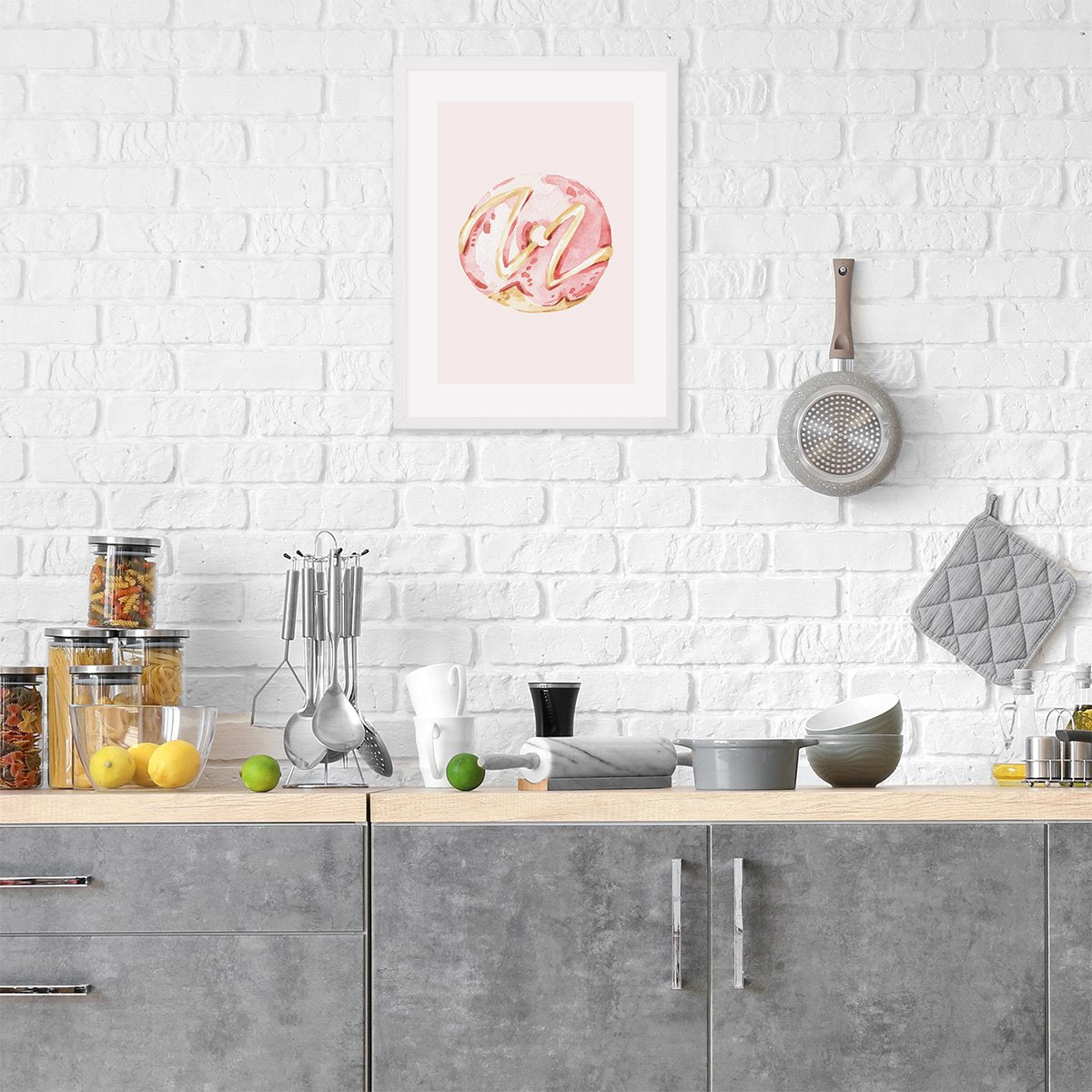 Plakat do kuchni donut z białą ramką