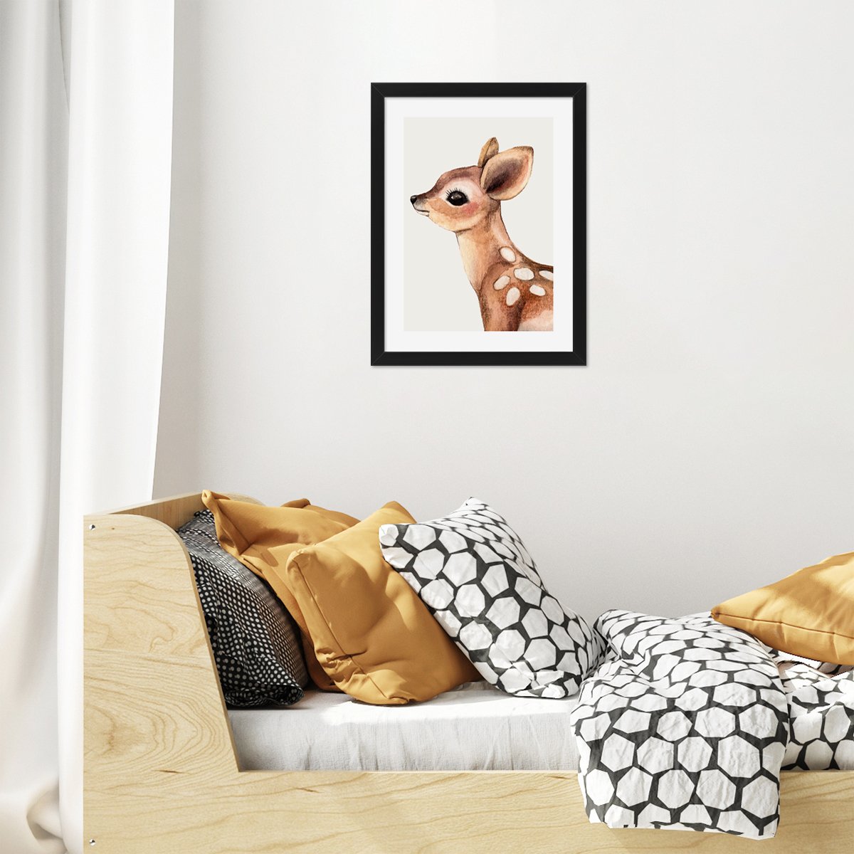 Plakat do pokoju dziecka jelonek w czarnej ramie