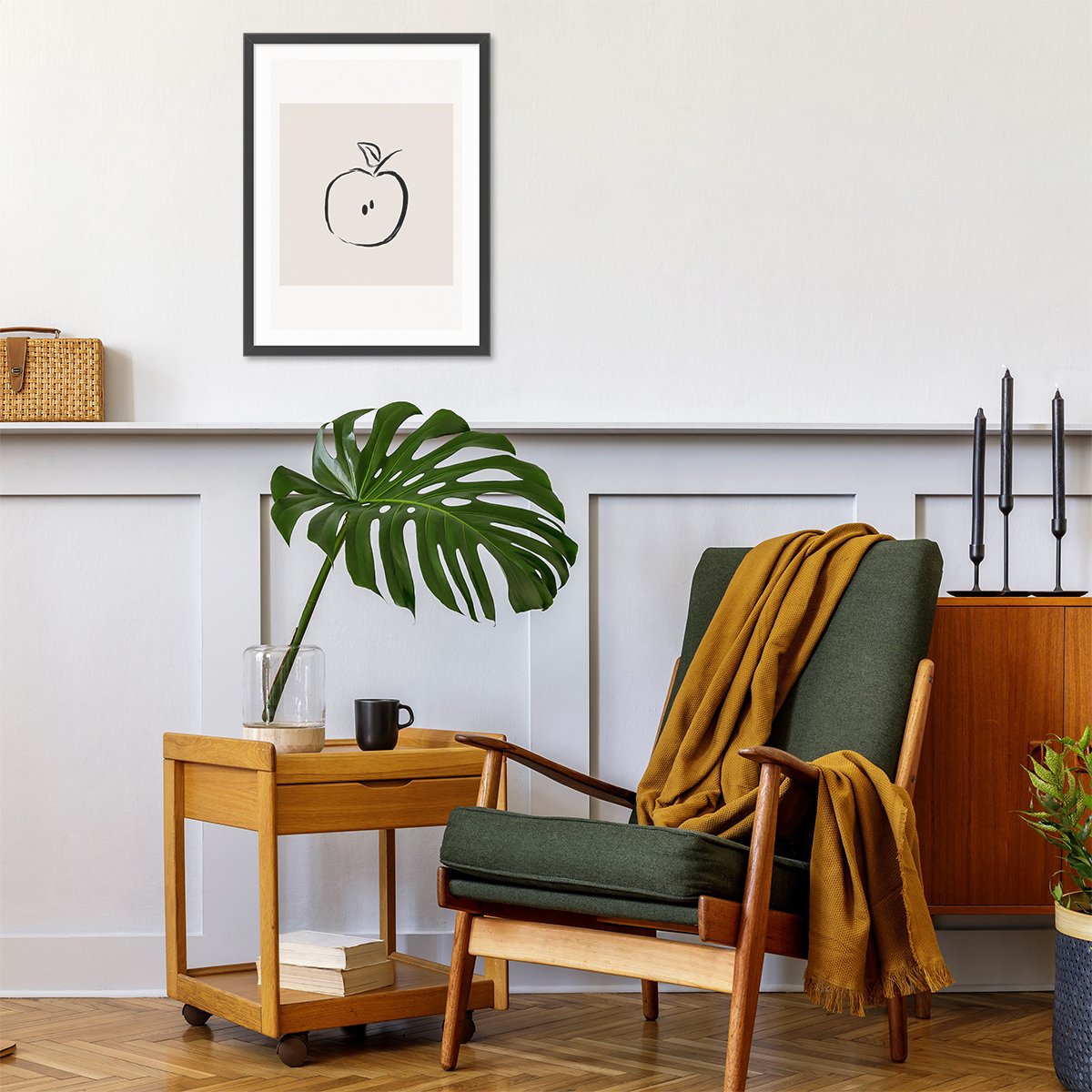 Plakat 40x50 cm do salonu boho w czarnej ramie