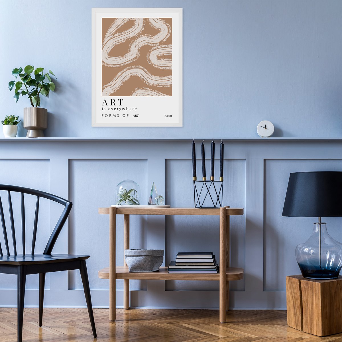 Plakat 50x70 cm do salonu z białą ramką abstrakcja