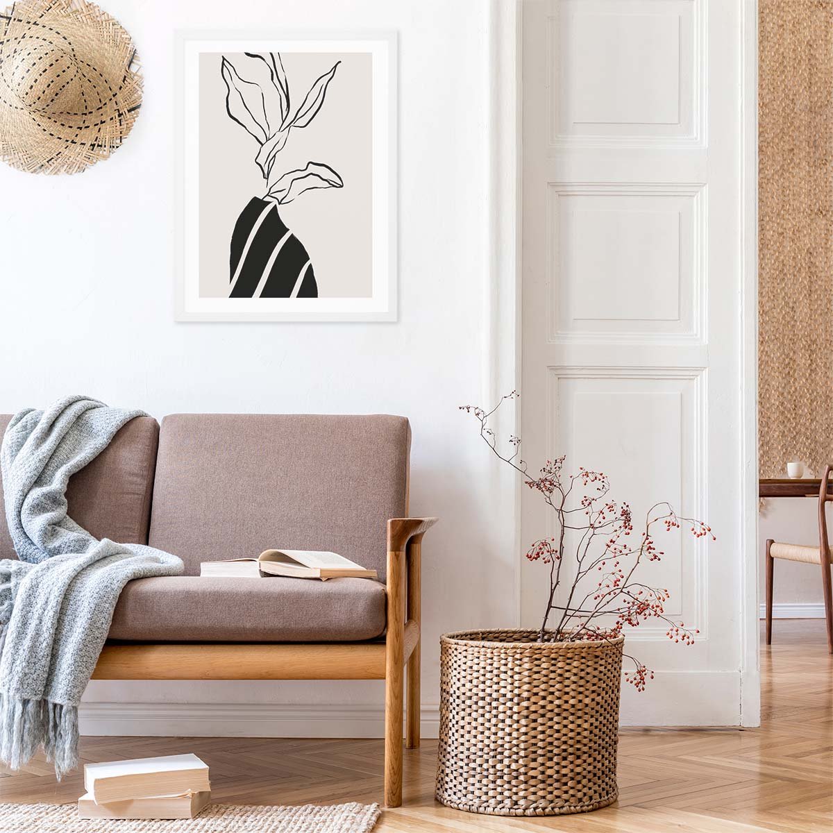 Plakat na ścianę do salonu roślina abstrakcja