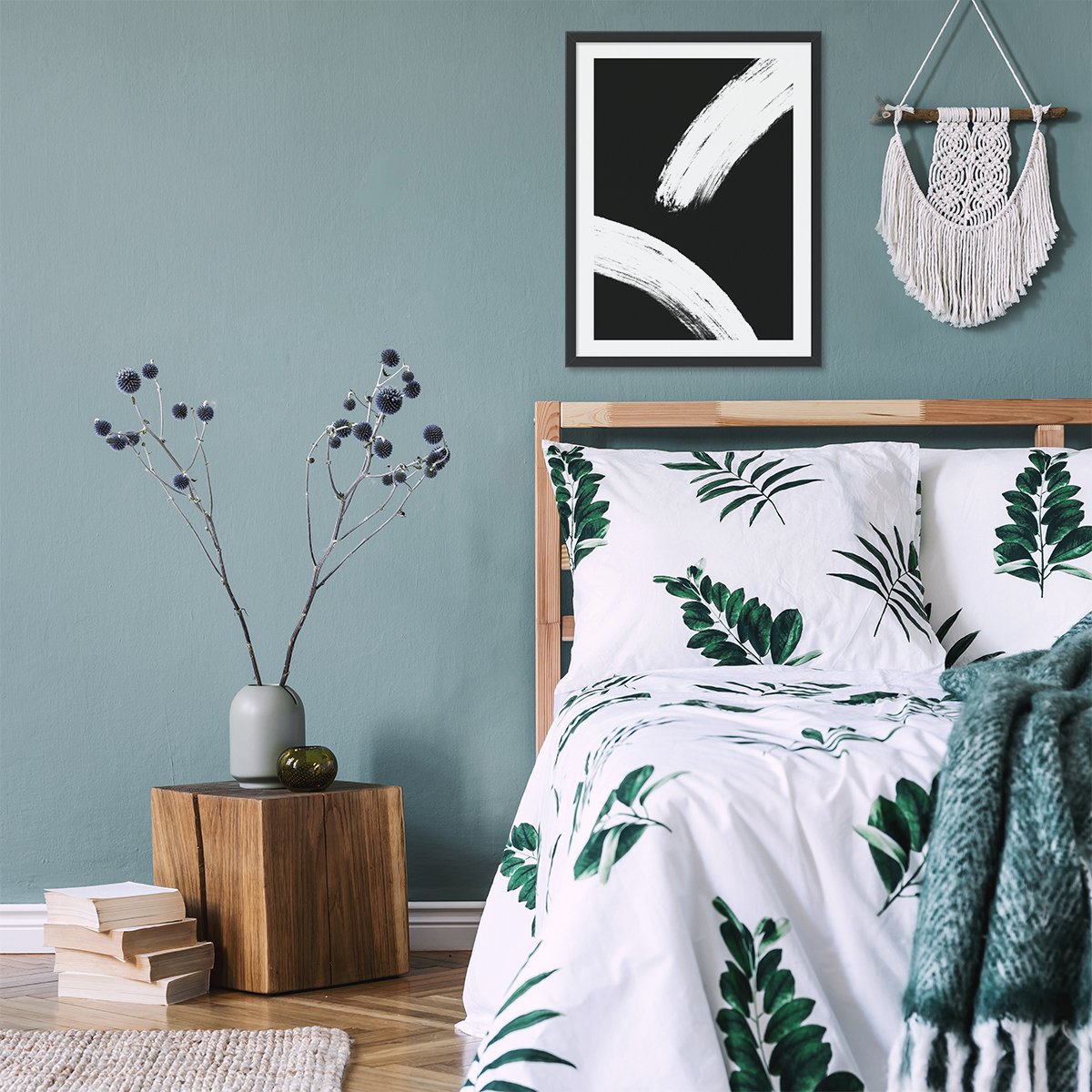 Plakat do sypialni 40x50 cm czarno-biała abstrakcja