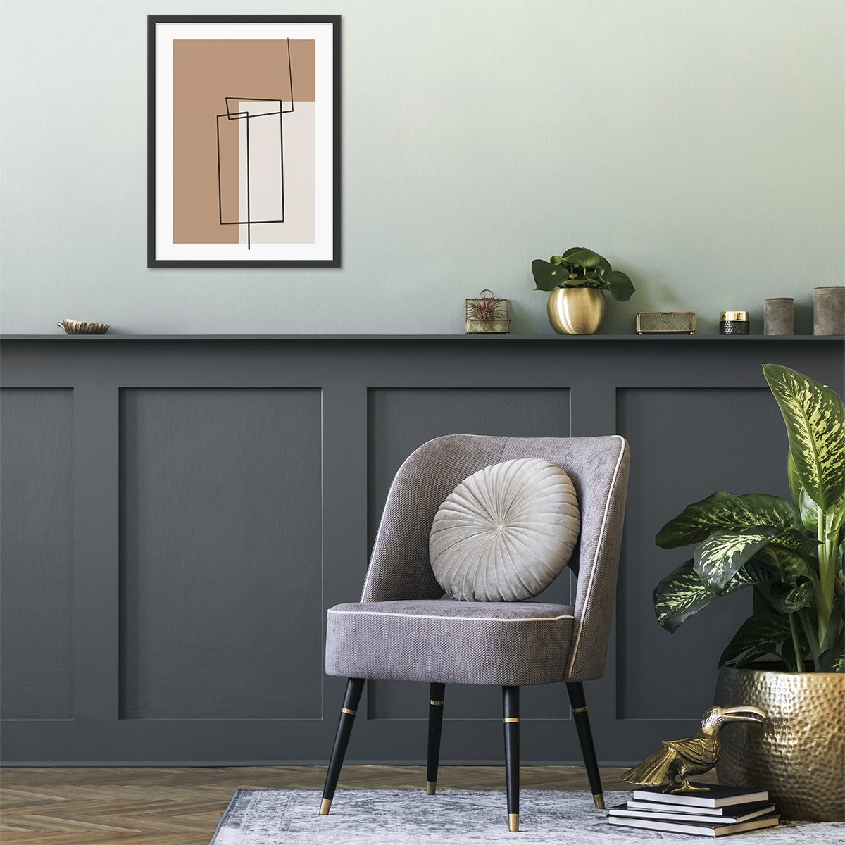 Plakat graficzny do poczekalni w czarnej ramie