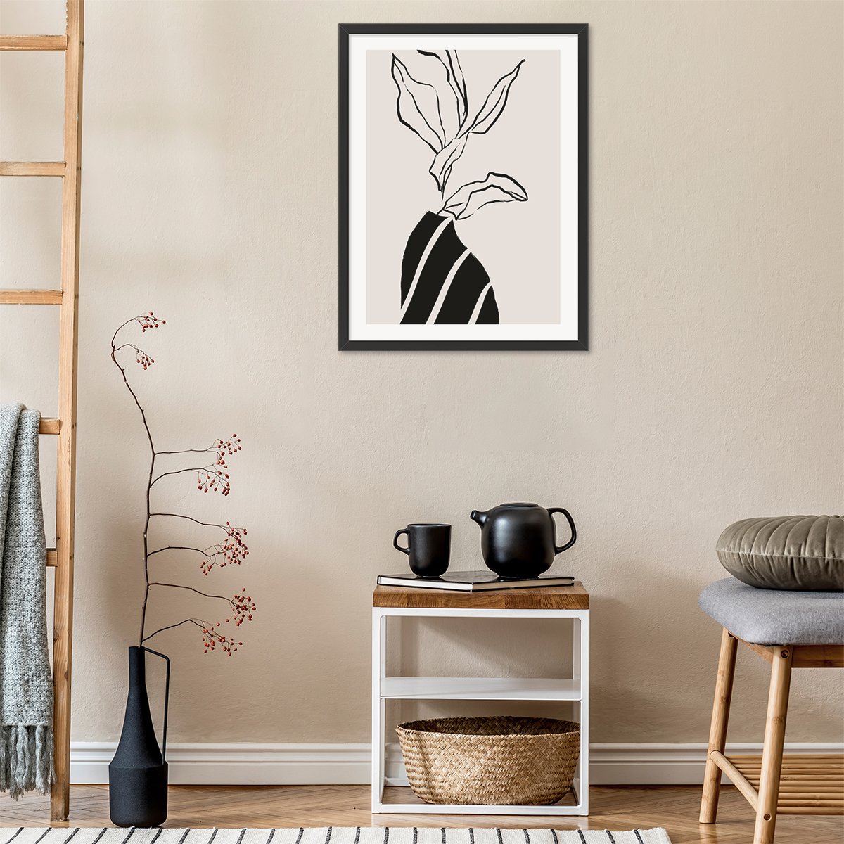 Plakat do restauracji nowoczesna ilustracja roślina