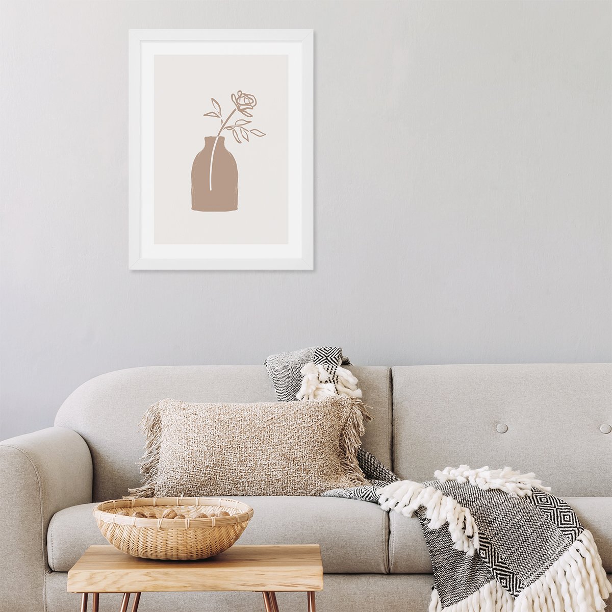 Plakat do salonu kwiaty w wazonie abstrakcja