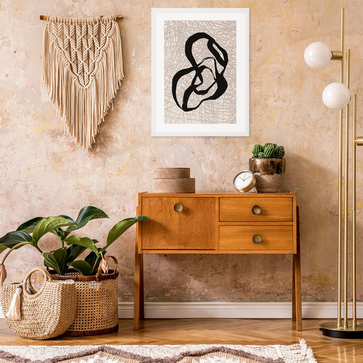 Plakat na korytarz abstrakcja z biała ramą