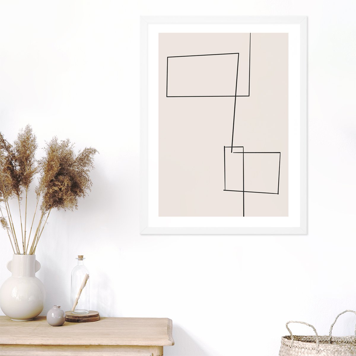 Plakat do korytarza abstrakcja w białej ramie
