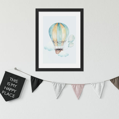 Plakat na ścianę dla dzieci balon w czarnej ramce