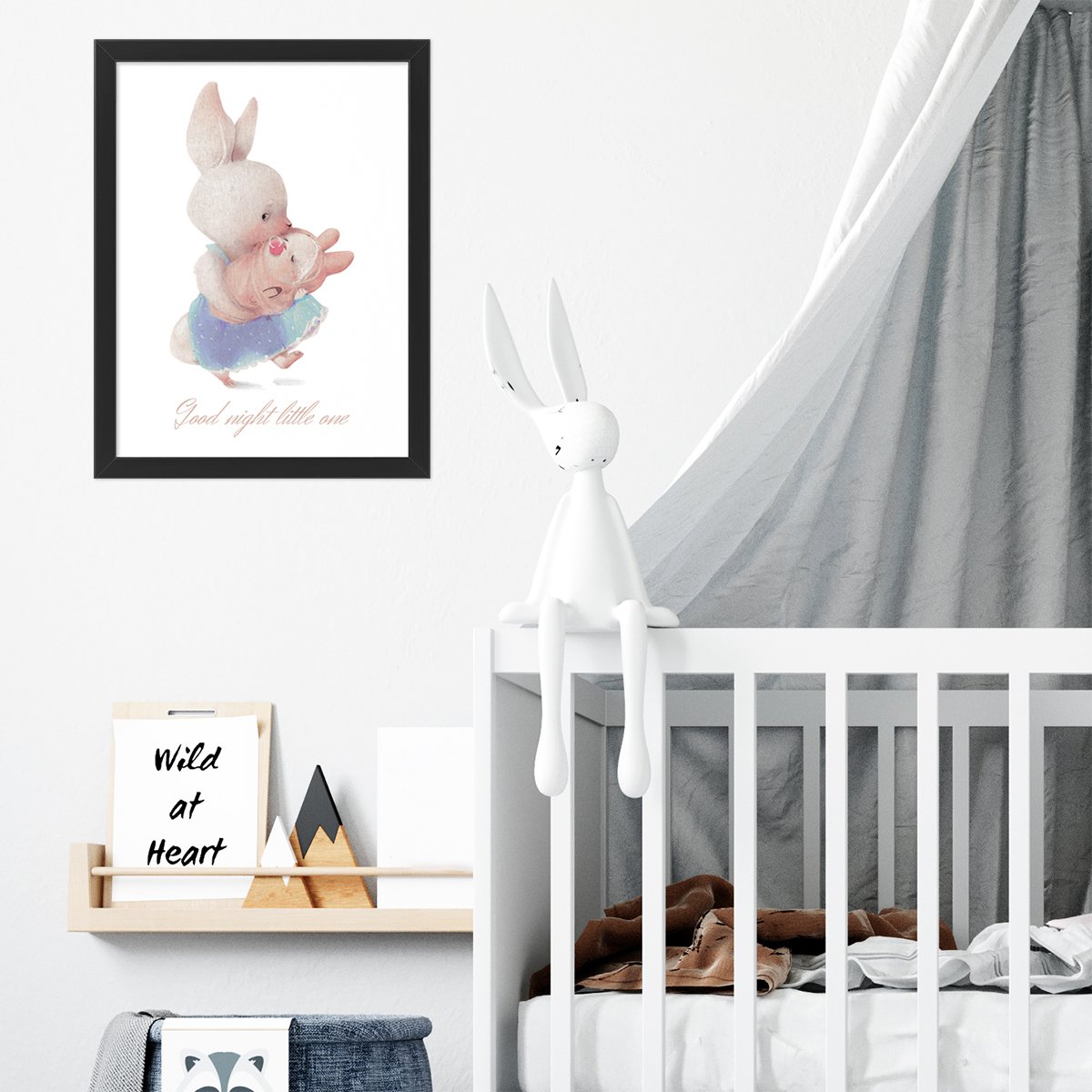 Plakat na ścianę do pokoju dziecięcego mama królik z dzieckiem