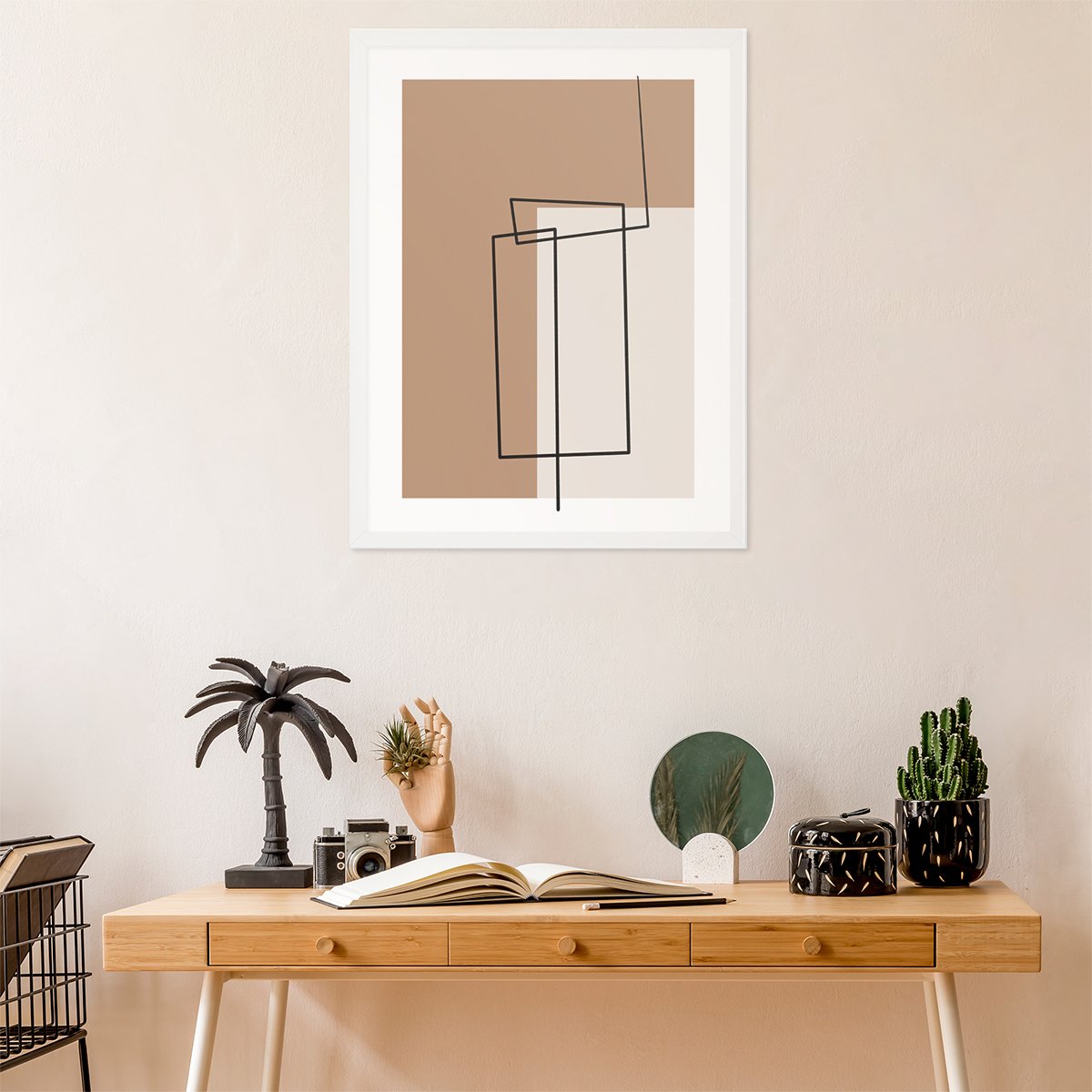 Plakat na ścianę 50x70 cm bezowa geometria