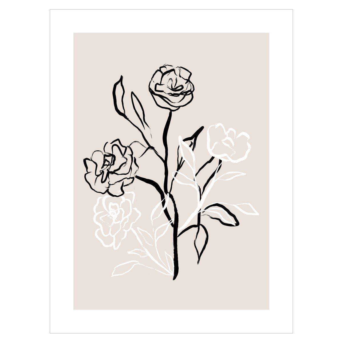 Plakat boho do salonu - kwitnące rośliny