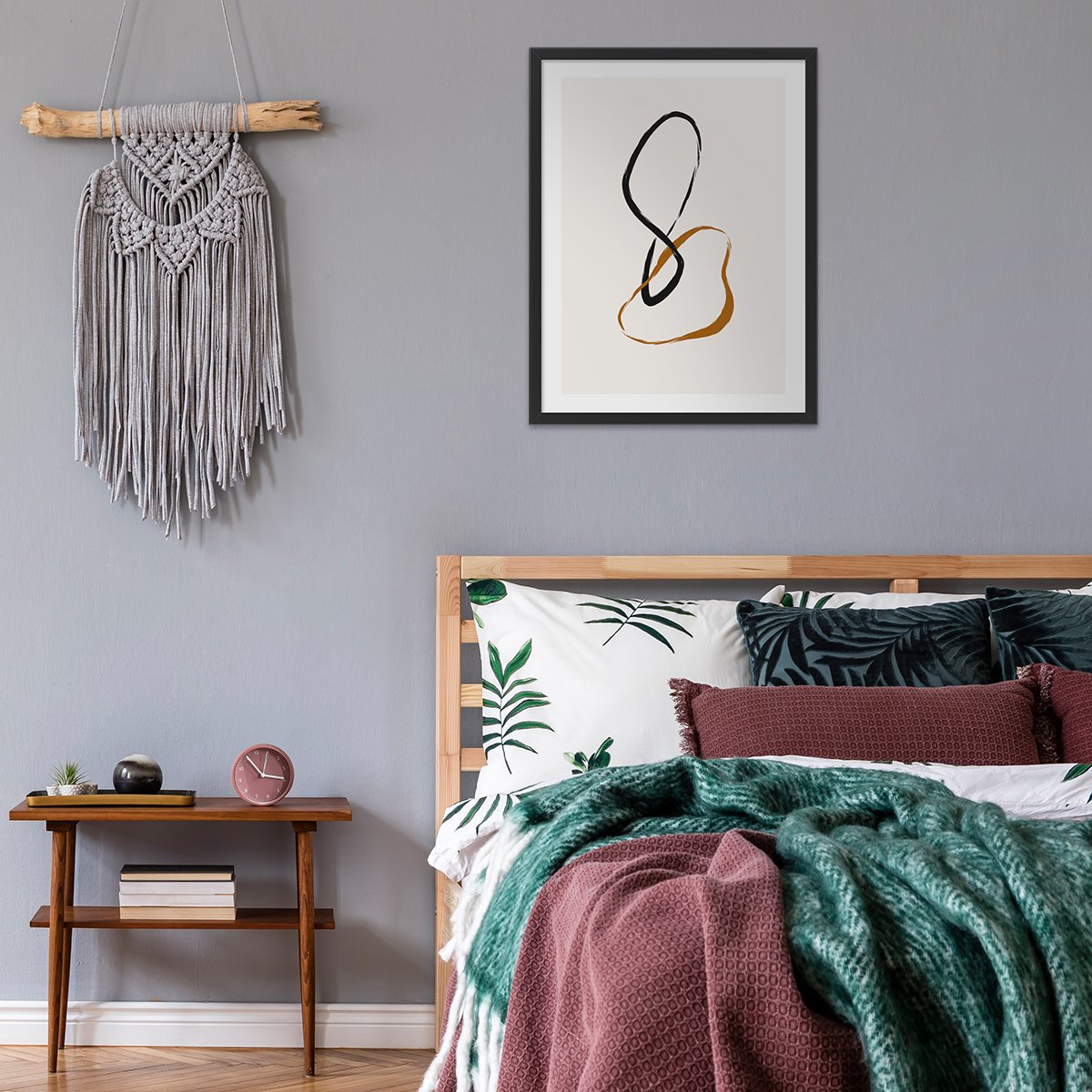 Plakat 50x70 cm z czarna ramą do sypialni sztuka nowoczesna