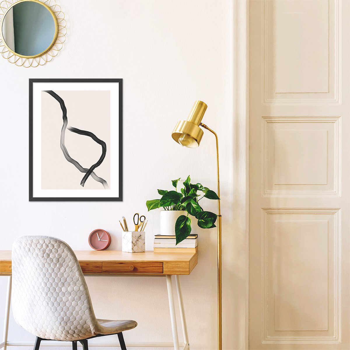 Plakat do pracowni sztuka - czarne linie