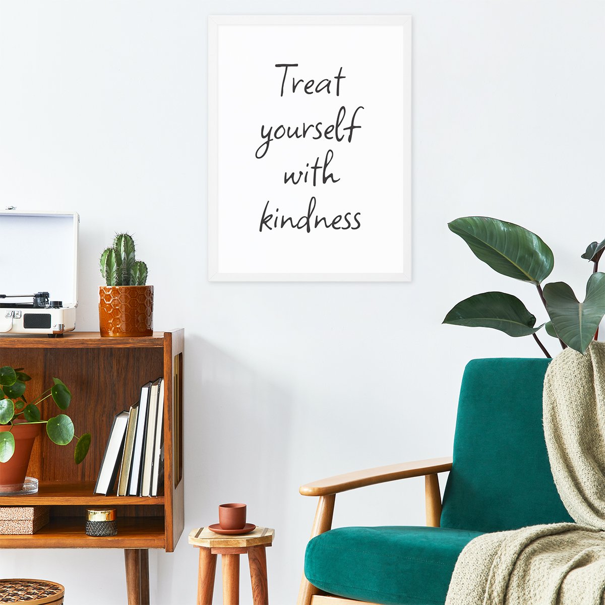 Plakat na ścianę z tekstem z biała raka do salonu