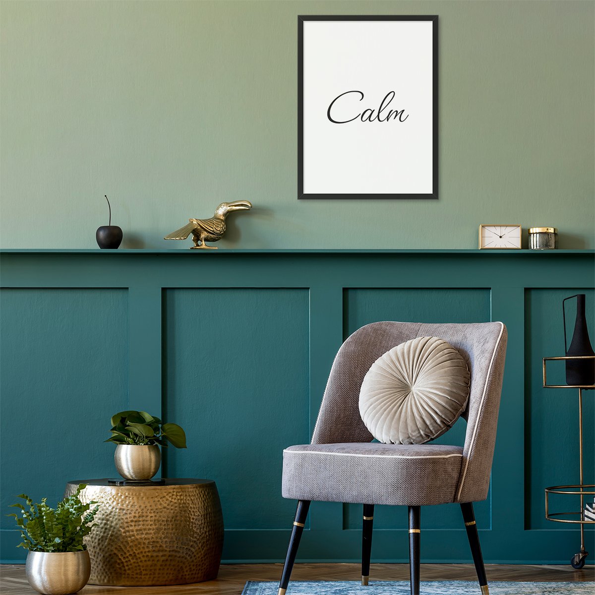 Plakat z tekstem do poczekalni w czarnej ramce