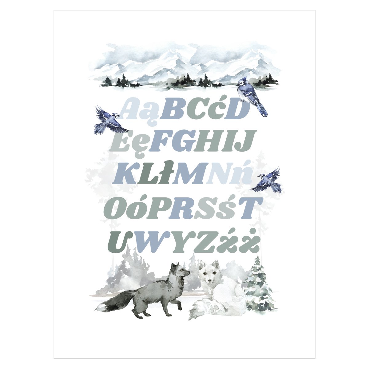 Plakat na ścianę do przedszkola - alfabet i zwierzęta leśne