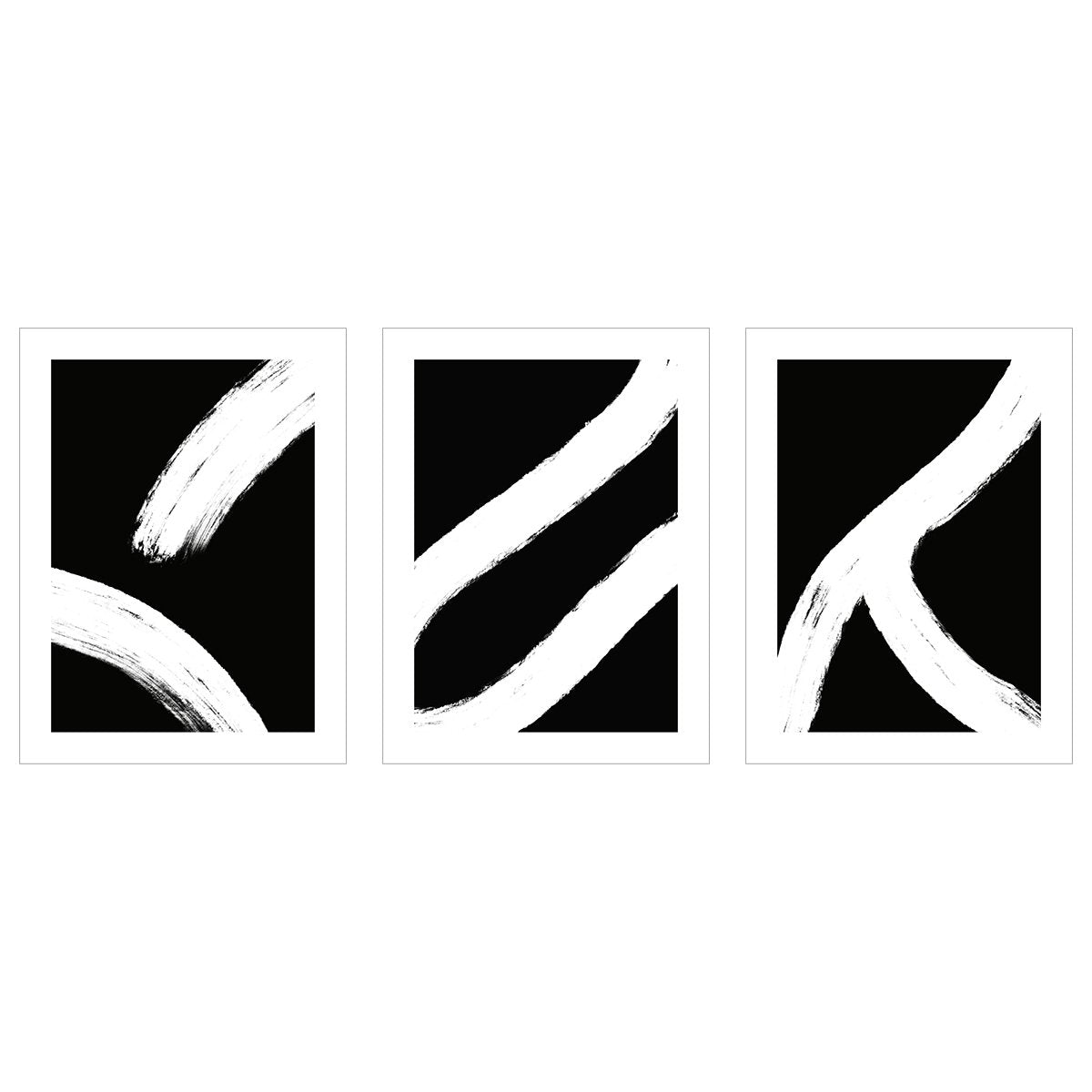 Czarno-białe plakaty do salonu - abstrakcja - zestaw trzech plakatów