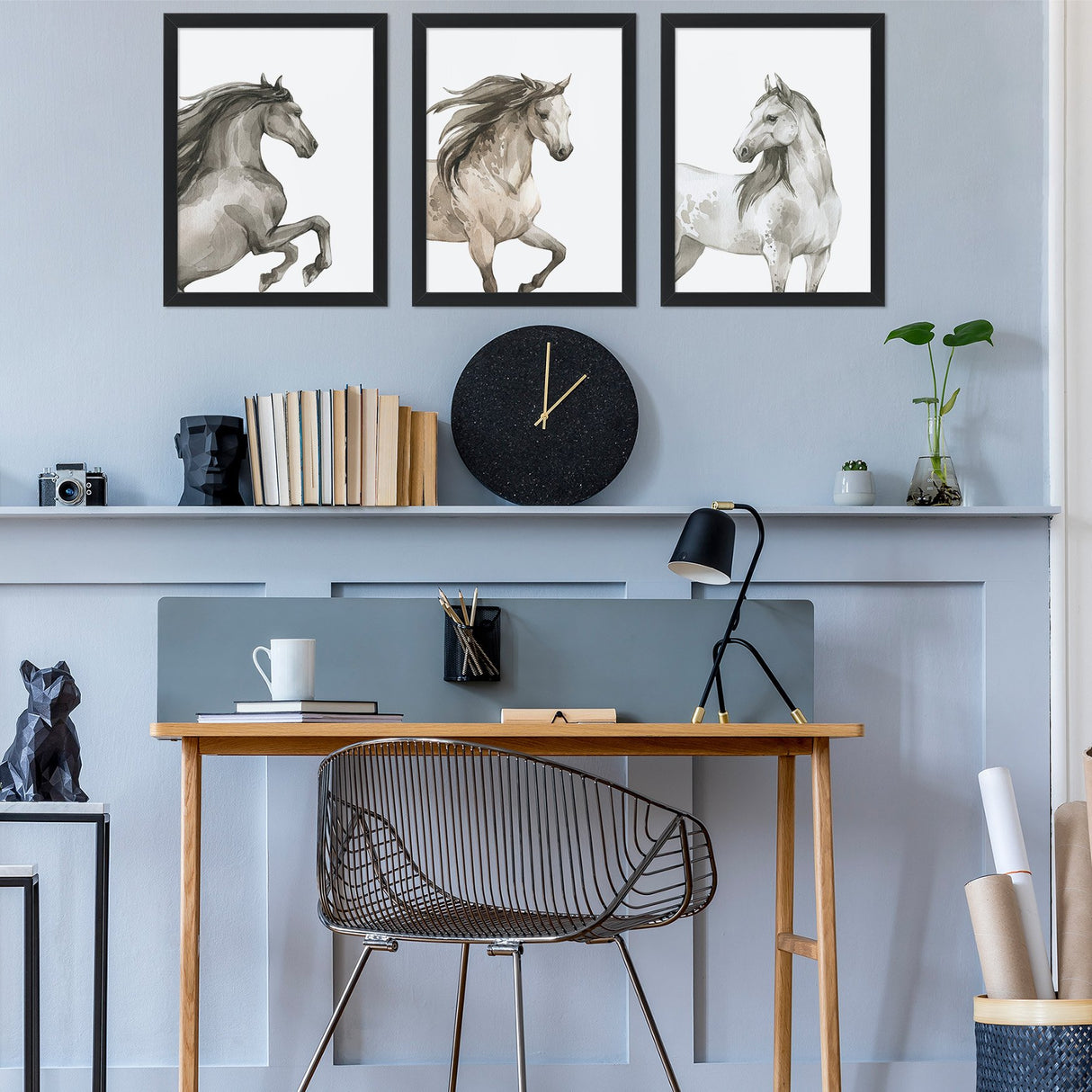 Plakaty na ścianę dla nastolatki dzikie konie w czarnych ramkach