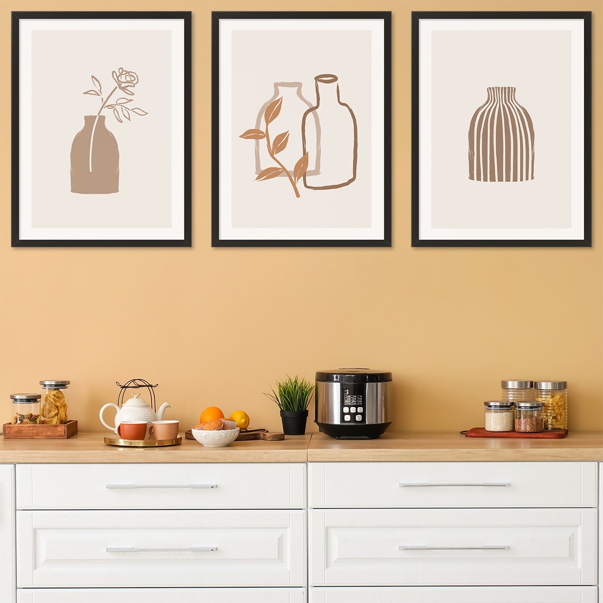 Plakaty 50x70 cm z czarnymi ramami do kuchni