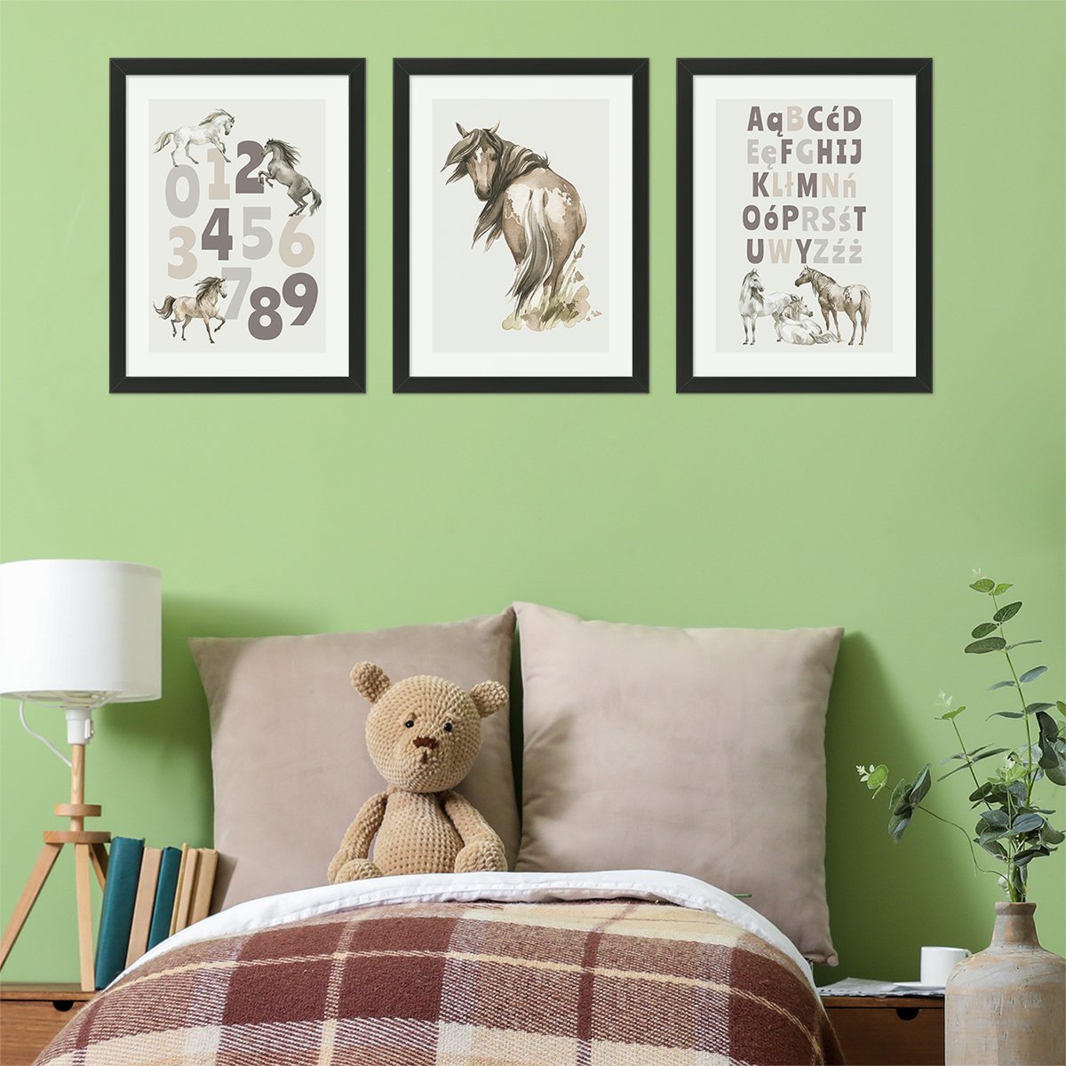 Plakaty edukacyjne z cyframi i alfabetem do pokoju dziecięcego